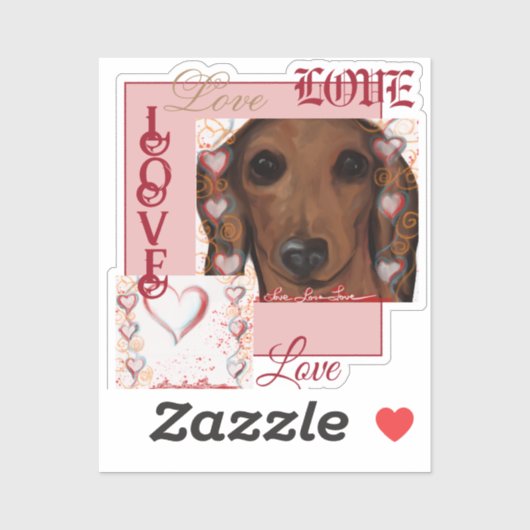 Rode Dachshund      Sticker (Vel)