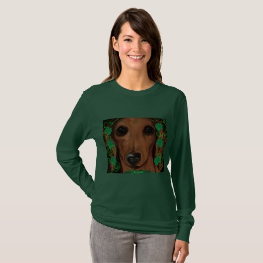 Rode Dachshund T-shirt (Voorkant volledig)