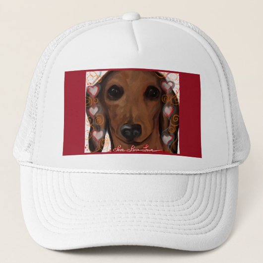 RODE DACHSHUND            TRUCKER PET (Voorkant)