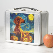 Rode Dachshund van gogh sterrenhemel halloween F (In situ)