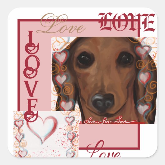 Rode Dachshund      Vierkante Sticker (Voorkant)