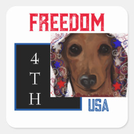 Rode Dachshund      Vierkante Sticker