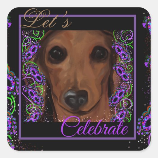 Rode Dachshund Vierkante Sticker (Voorkant)