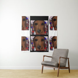 Rode Dachshund Wandkleed