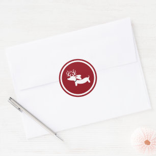 Rode Dachshund Wiener Dog Envelope Seal Ronde Sticker
