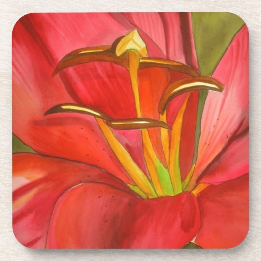 Rode dag lichtere waterverf bloem kunst drankjes onderzetter (Voorkant)