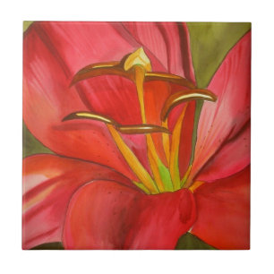 Rode dag lichtere waterverf bloem kunst tegeltje