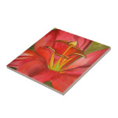 Rode dag lichtere waterverf bloem kunst tegeltje (Zijkant)