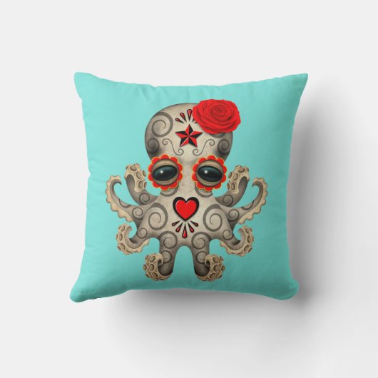 Rode Dag van de dode Baby octopus Kussen (Achterkant)
