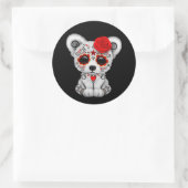 Rode Dag van de dode Beer van de Suikerschedel Zwa Ronde Sticker (Tas)