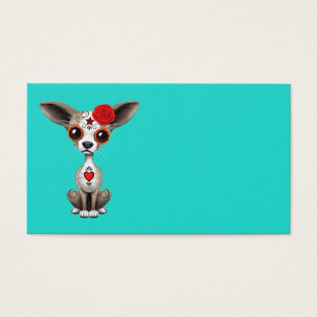 Rode Dag van de Dode Chihuahua Visitekaartje (Voorkant)