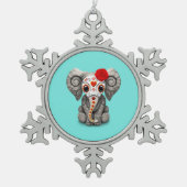 Rode Dag van de dode olifant Tin Sneeuwvlok Ornament (Voorkant)