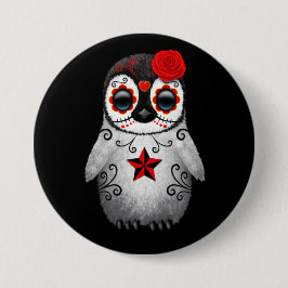 Rode Dag van de dode Suikerbuis Penguin Black Ronde Button 7,6 Cm