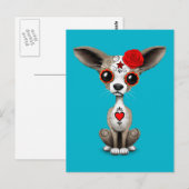 Rode Dag van de dode suikerschedel Chihuahua Puppy Briefkaart (Voorkant / Achterkant)