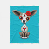 Rode Dag van de dode suikerschedel Chihuahua Puppy Fleece Deken (Voorkant)