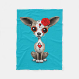 Rode Dag van de dode suikerschedel Chihuahua Puppy Fleece Deken