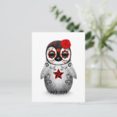 Rode dag van de dode suikerschedel Penguin White Briefkaart (Staand voorkant)