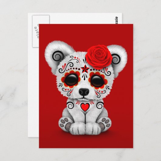 Rode Dag van het Beer van de Dode Suiker Briefkaart (Voorkant / Achterkant)