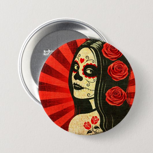  Rode Dag van het dode meisje Ronde Button 7,6 Cm (Voorkant /achterkant)