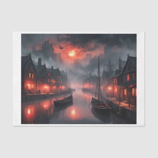 Rode dageraad over de Amsterdamse grachten Tissuepapier (Voorkant)