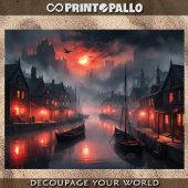 Rode dageraad over de Amsterdamse grachten Tissuepapier