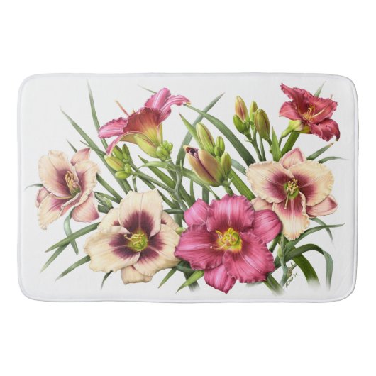 Rode Daglelie Tuin Bloemendesign Badmat (Voorkant)