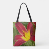 Rode Daglelies Bloem Floral Tote Bag (Achterkant)