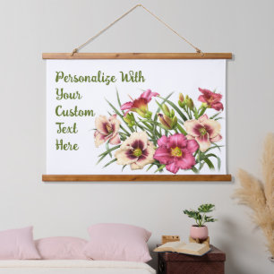 Rode daglelies bloemen botanische kunst gepersonal hangend wandkleed