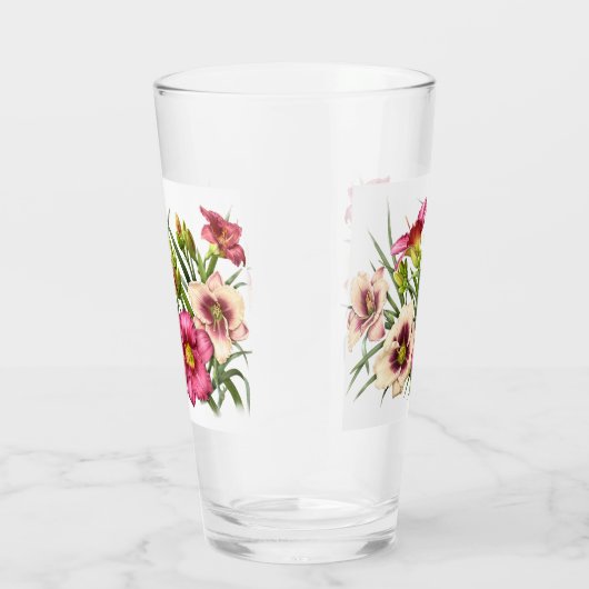 Rode Daglelies Bloemen Glas (Rechts)