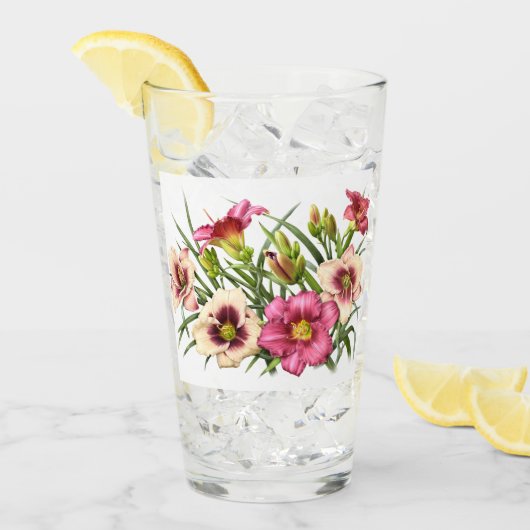 Rode Daglelies Bloemen Glas (Voorkant ijs)