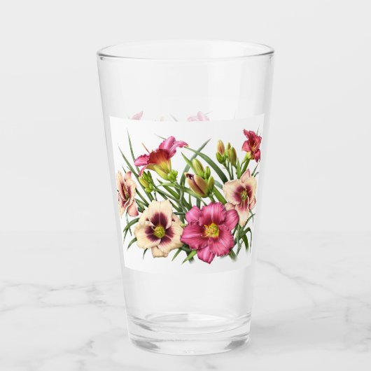 Rode Daglelies Bloemen Glas (Voorkant)