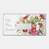 Rode Daglelies Moderne Botanische Kunst Gepersonal Bureaumat (Keyboard & Muis)