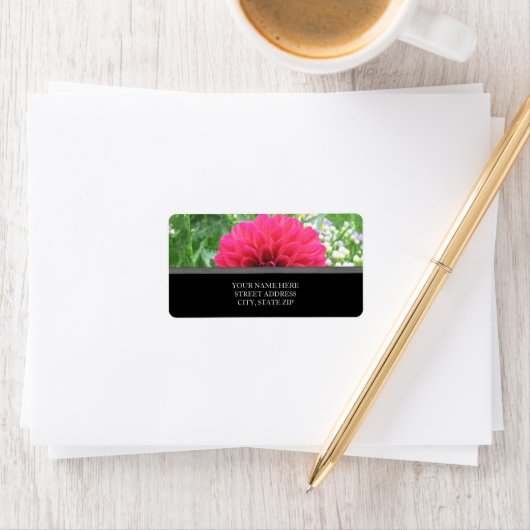Rode Dahlia Adresetiketten Etiket (Insitu)