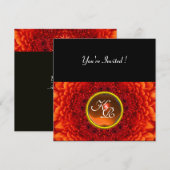 RODE DAHLIA, AGAAAT  monogram ,helder  zwart geel Kaart (Voorkant / Achterkant)