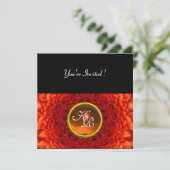 RODE DAHLIA, AGAAAT  monogram ,helder  zwart geel Kaart (Staand voorkant)