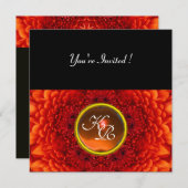 RODE DAHLIA, AGATE  monogram ,helder  zwart geel Kaart (Voorkant / Achterkant)