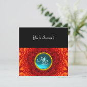 RODE DAHLIA, AQUAMARIJN, helder blauw zwart geel Kaart (Staand voorkant)