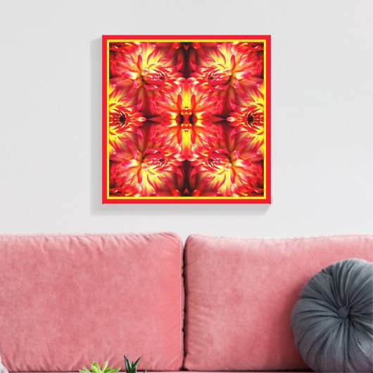 Rode Dahlia Bloem Abstracte Natuur Canvas Afdruk (Insitu (Woonkamer))