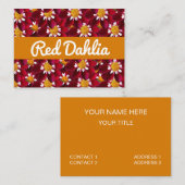 Rode Dahlia Bloem Bloemstuk Visitekaartje (Voorkant / Achterkant)