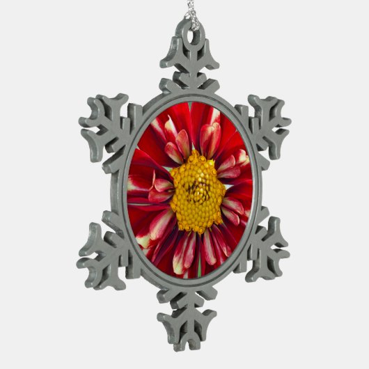 Rode dahlia bloem kerst ornament (Links)