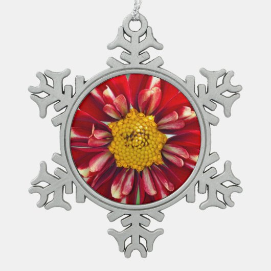 Rode dahlia bloem kerst ornament (Voorkant)