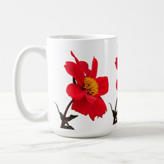 Rode Dahlia Bloem Mok (Links)