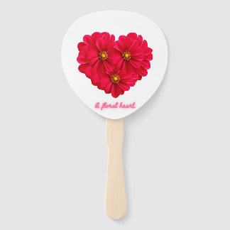 Rode Dahlia Bloemen Hart Sticker - Een Bloemig Har Handwaaier