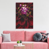 Rode Dahlia Canvas Print (Insitu (Woonkamer))