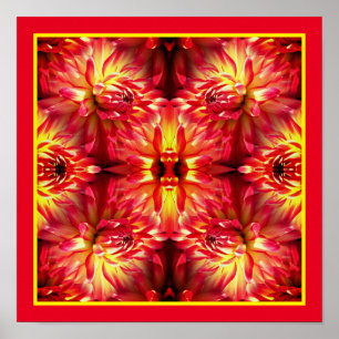 Rode Dahlia Flower Mirror Abstracte Natuur Poster