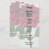 Rode Dahlia in Sunshine Bruiloftsmenu Menu (Voorkant / Achterkant)