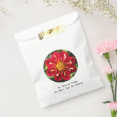 Rode Dahlia met Bee Pair - Witte Favor Bag Bedankzakje (Gezegeld)