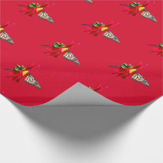 Rode Dahlia Monarch Butterfly Gift Wrapping Paper Cadeaupapier