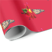 Rode Dahlia Monarch Butterfly Gift Wrapping Paper Cadeaupapier (Rol Hoek)