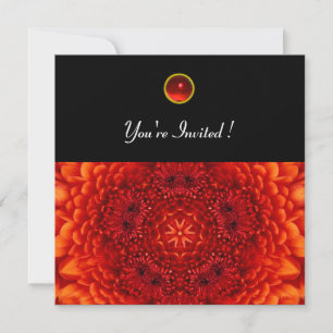 RODE DAHLIA, ROBIJN, helder zwart Kaart